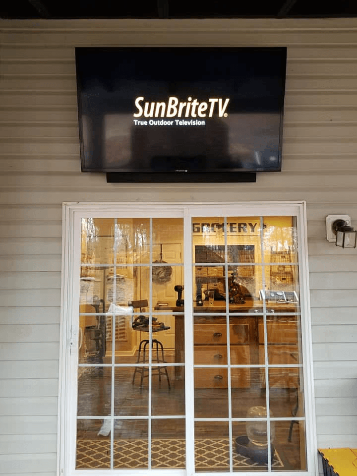 SunBrite TV installation on covered porch